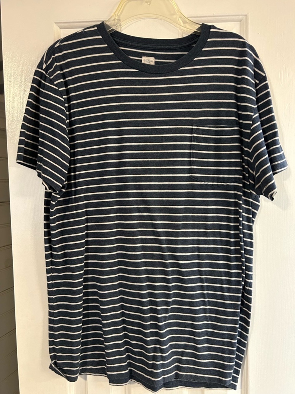 J. Crew Navy & White Striped Short-Sleeve Pocket Tee